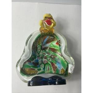 JICO HAND MADE VENETIAN GLASS J.I. Co.  Clown Ashtray  ITALY Missing Hand